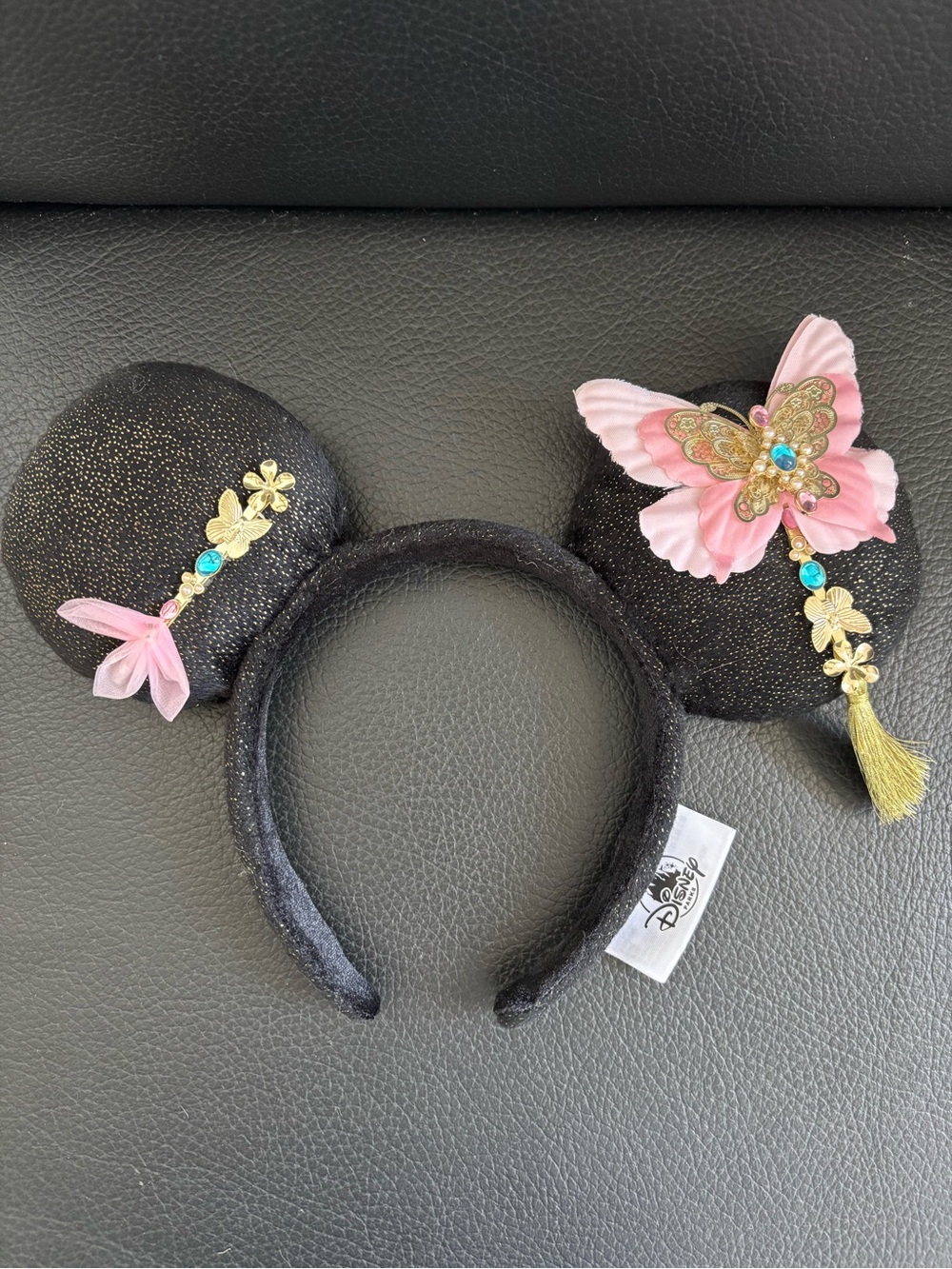 Disney 2020 Lunar New Years Mouse Ears Headband Pink Butterfly Torquise & Gold